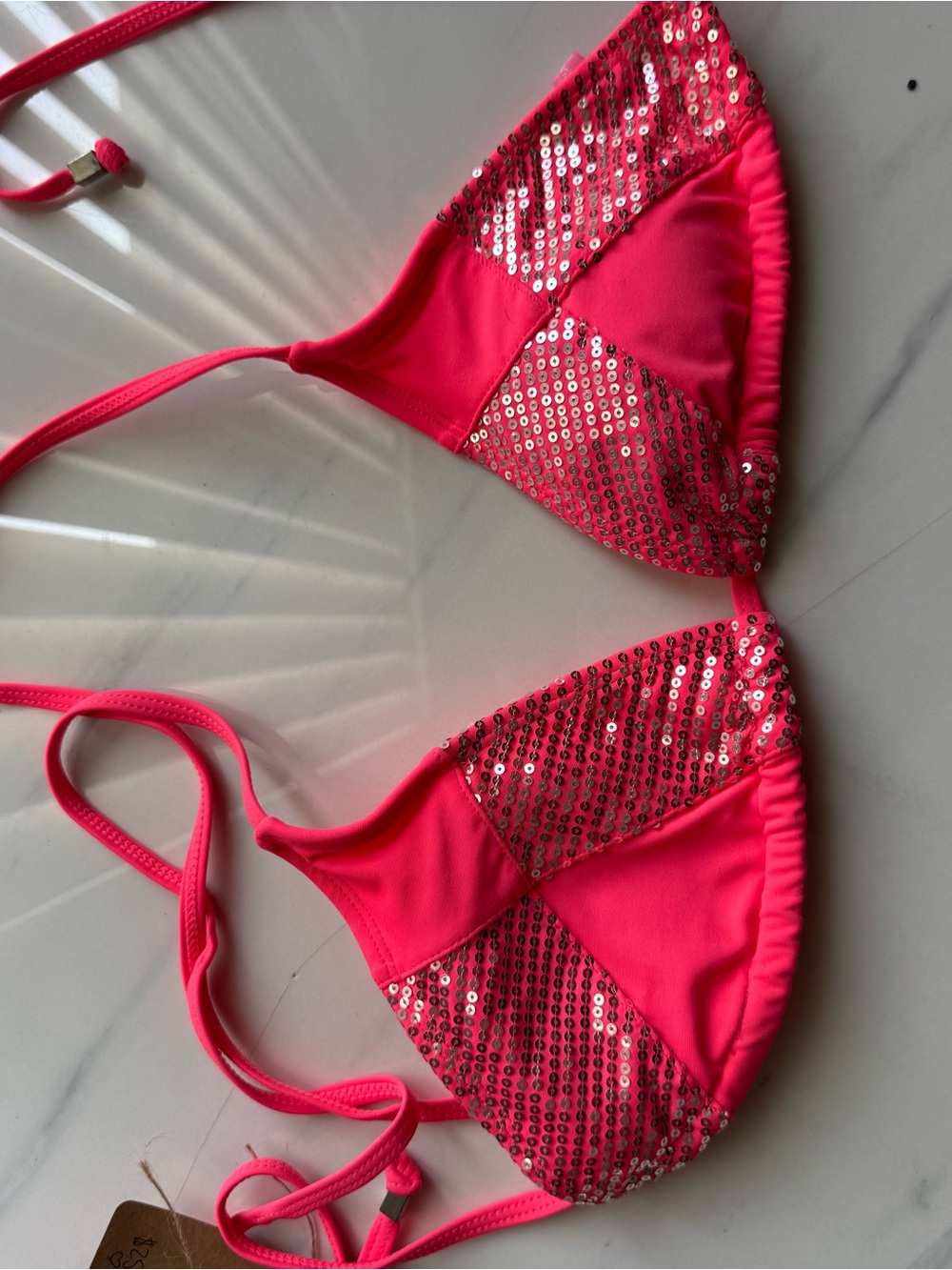 Pink 'Xhilaration' Triangle Bikini Top with Sequin Detail